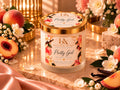 Pretty Girl Peaches & Vanilla candle with gold lid on