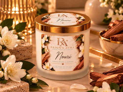 Nouri Sandalwood & Jasmine candle with gold lid