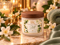 Still 4 oz mini candle — White Tea & Jasmine in a frosted white vessel with wood lid